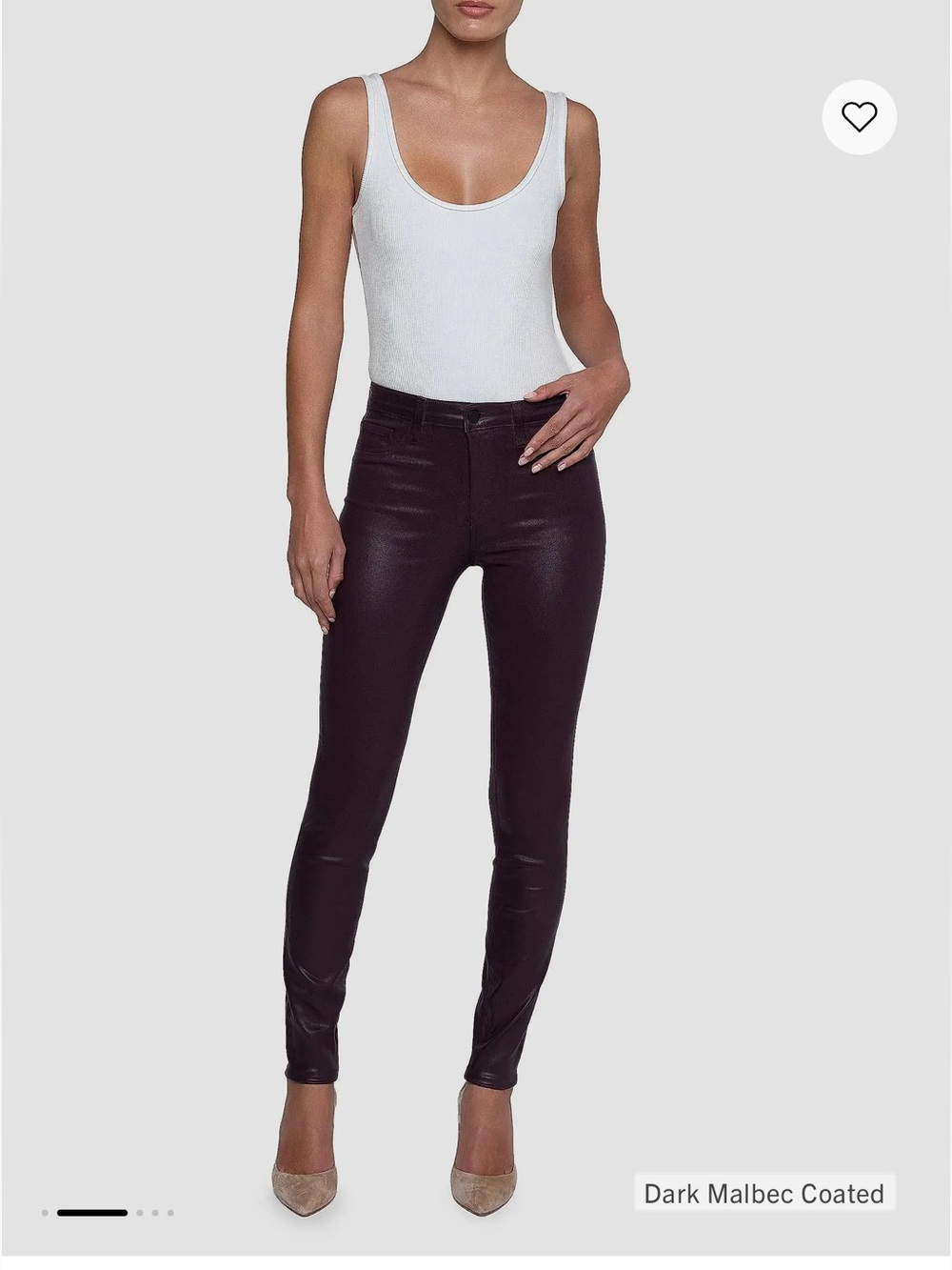 L’AGENCE Marguerite Skinny Coated Jeans in Dark Malbec (25)